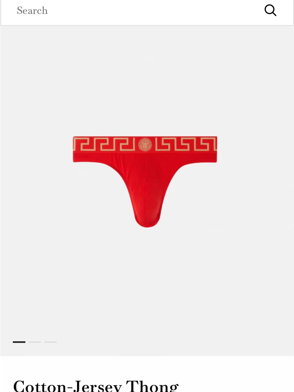 Versace Red Thong with Gold Greca Waistband